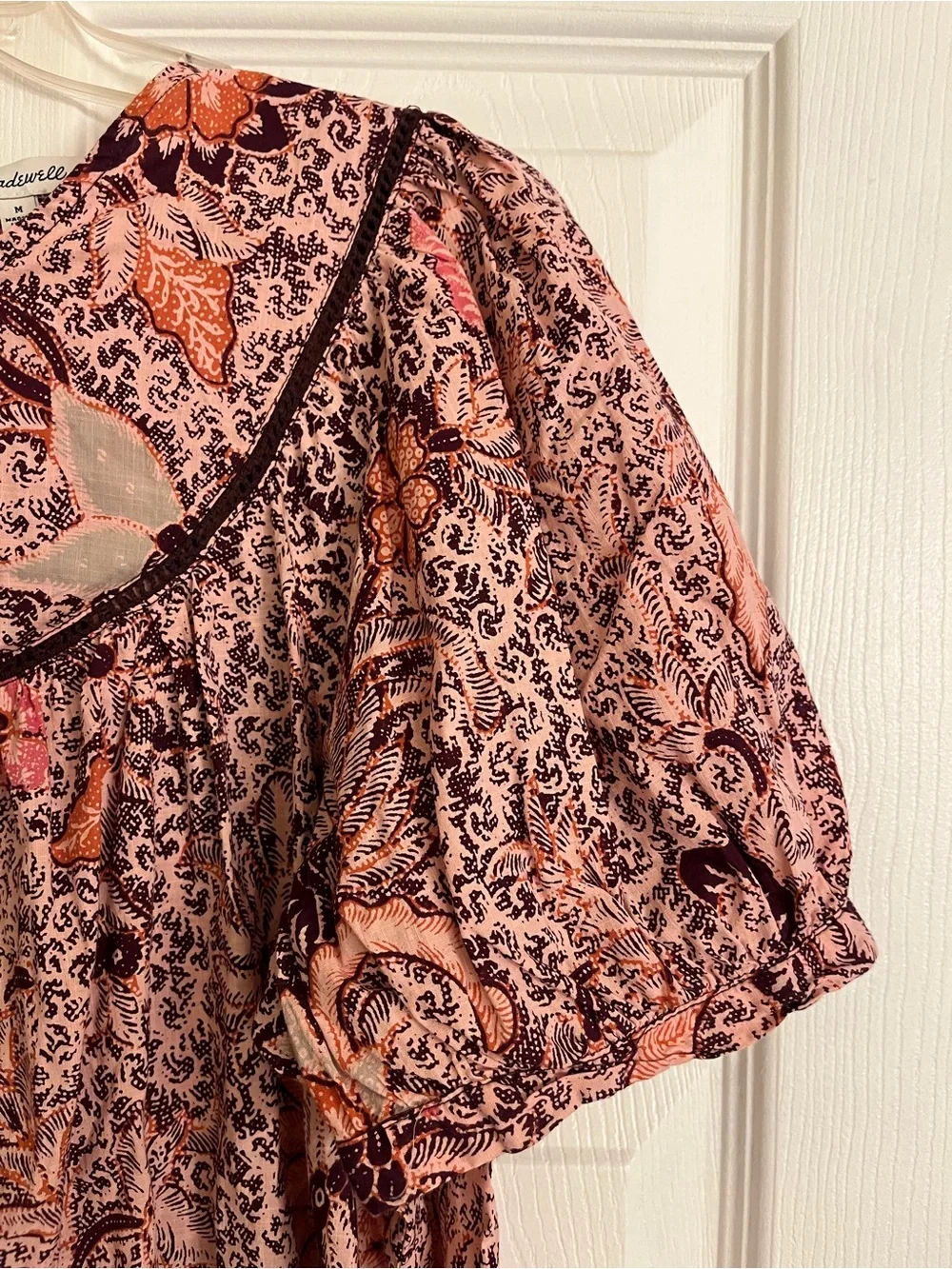 Madewell Boho Bali Blooms Yoked Puff-Sleeve Top